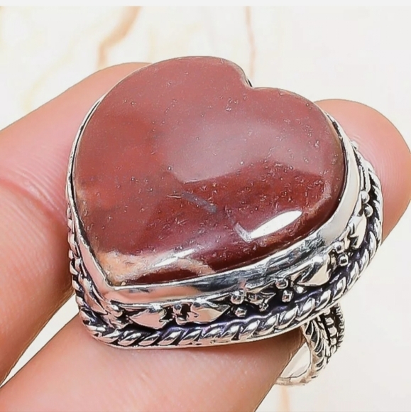 New Heart Shaped Red Sunstone 925 Silver Ring. - Picture 14 of 14